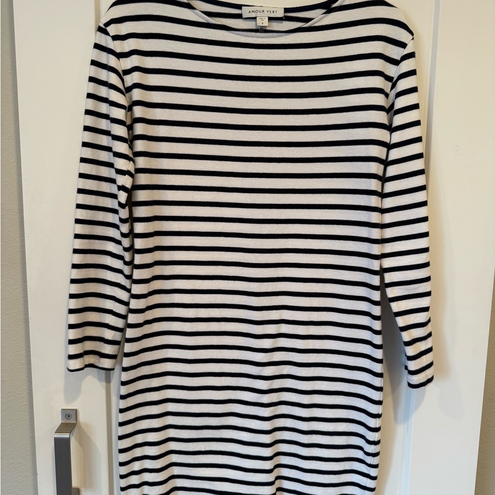 Amour Vert Blue and White Striped Dress